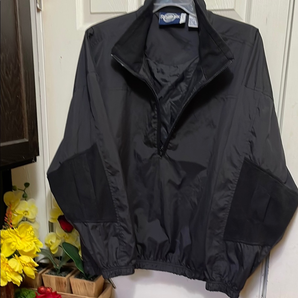 Rebook Athletic Black Windbreaker Jacket